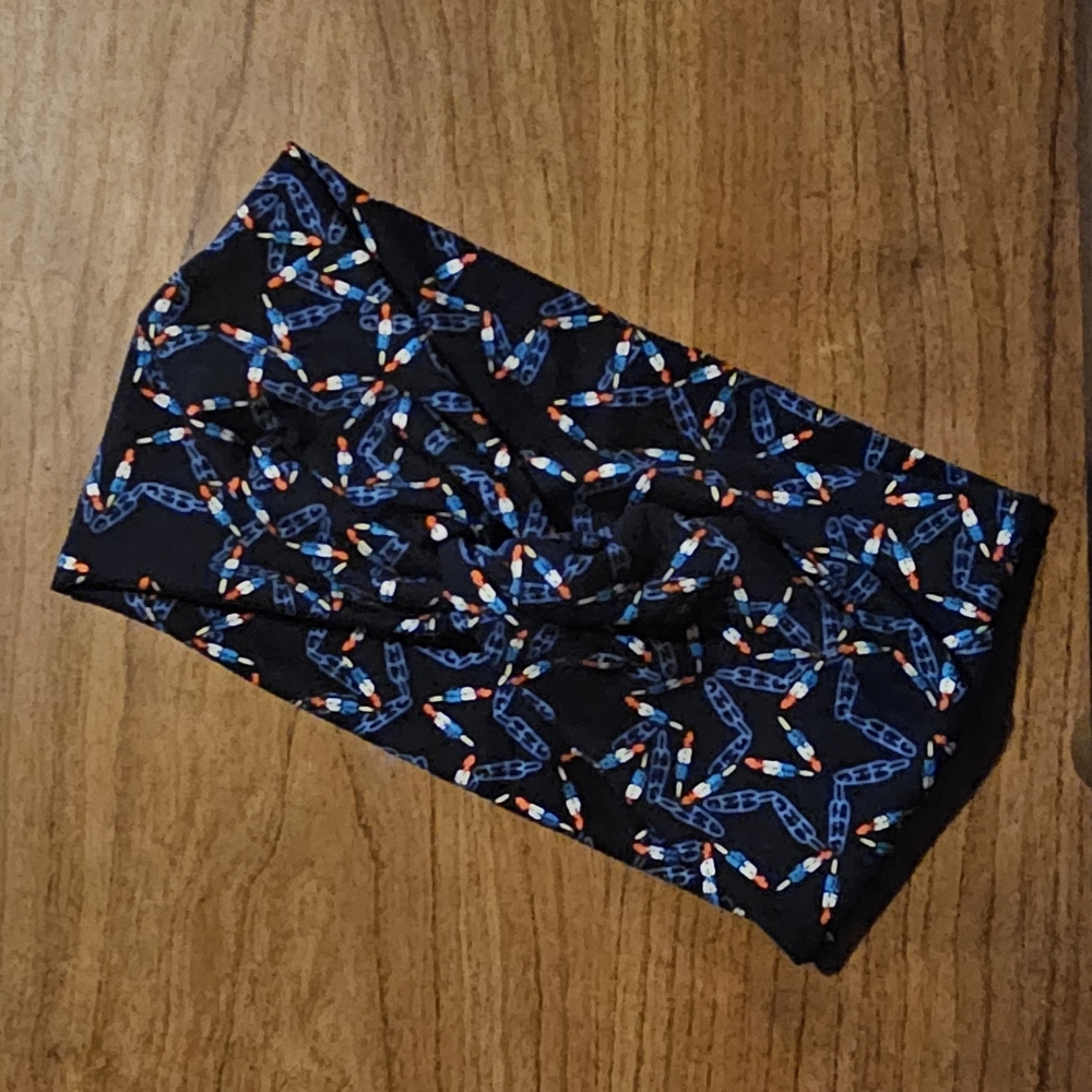 Black Headband with Blue and Red Pattern